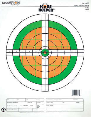 Targets Champion Traps&Targets Fluorescent Orange/Green Bulls CHAMPION SCOREKPR 100YD SML BORE FLR • Model: Fluorescent Orange/Green Bulls